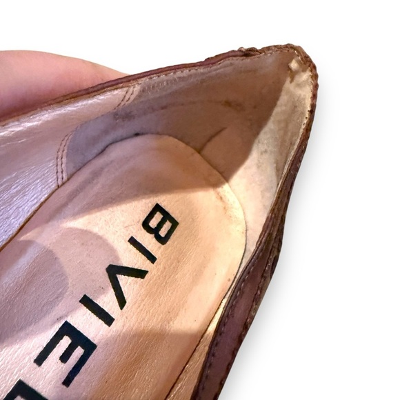 Biviel Brown‎ Leather Mary Jane Slip On Kitten Heels Sz 8 - Picture 11 of 16